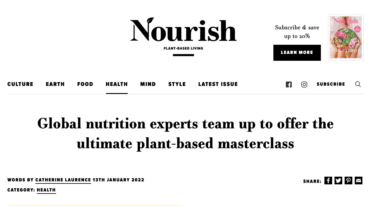 Nourish Plant Based Living Blog, January 2022