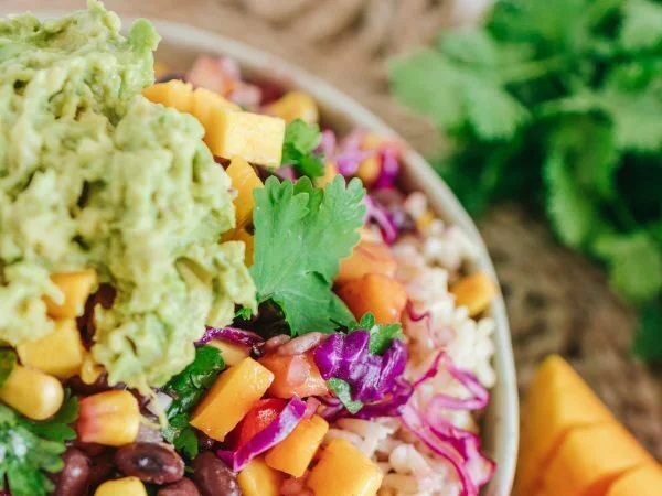 Mango Bean Salsa on Rice