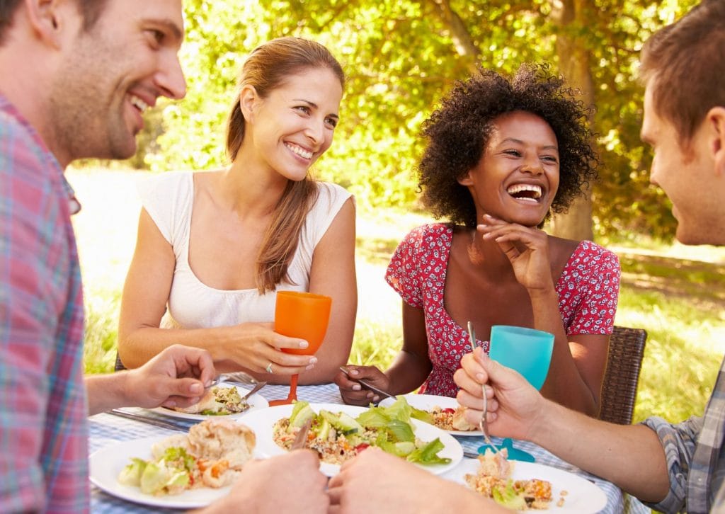 Friends enjoying a meal
