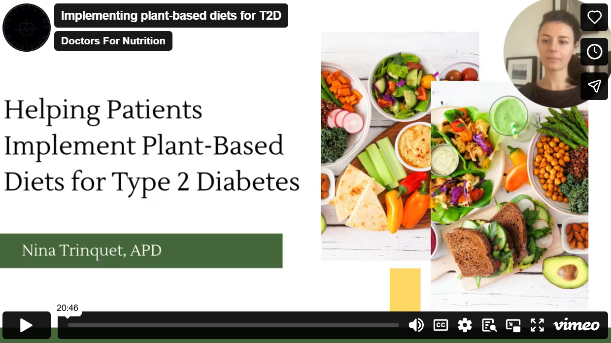 Implementing plant-based diets for T2D